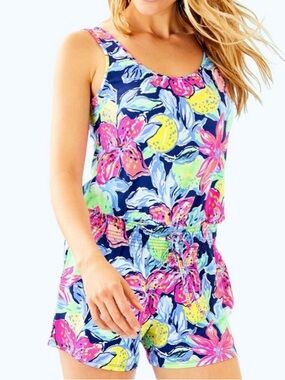 NWT Lilly Pulitzer | Tala Romper | Nauti Navy Capri Soleil Pink | Size Medium